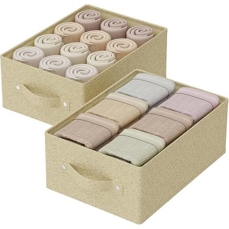Boîtes de Rangement,33x23x14cm,Gris Beige