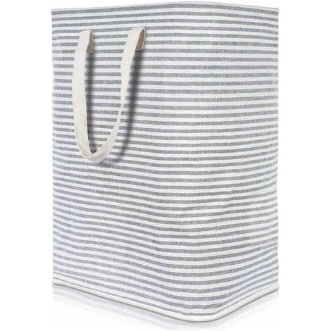 72L Laundry Basket with Wooden Handle, 72L Dirty Laundry Basket Foldable Waterproof Fabric with Large Capacity Gray, 40x30x60cm, Large Dirty Laundry Basket for Bedroom Living Room Children's Room Bath (1/5)