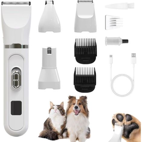 Tosatrice professionale silenziosa per cani e gatti: tosatrice elettrica 4 in 1 con schermo LED per corpo, zampe, occhi, orecchie e muso. -Crezuo