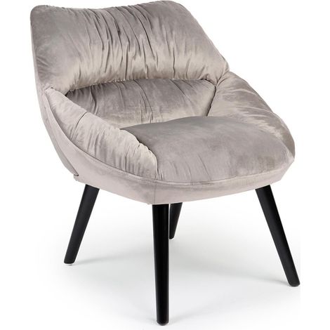 Fauteuil Design en Velours "Neal" 74cm Gris (1/5)
