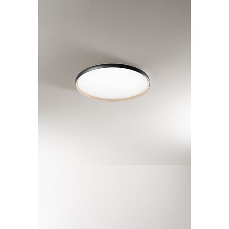 Plafonnier LED Circulaire en Métal Noir Mat et Or, 45W CCT Dimmable, Diamètre 58,5 cm, Éclairage d'Intérieur au Design Moderne - Marque Perenz