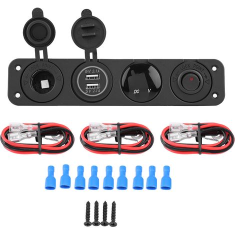 AKLOSIPY 4 in 1 Ein/Aus-Wippschalterpanel mit Dual-USB-Voltmeter für Auto, Boot, LKW, Marine, rotes Wippschalterpanel für eine Installation und. (1/5)