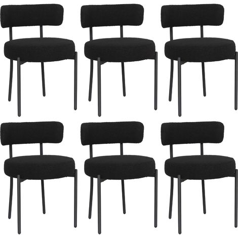 Puluomis – Lot de 6 chaises de salle à manger en velours noir – Rembourrage en mousse haute densité – Pieds en métal réglables – Design moderne (1/5)
