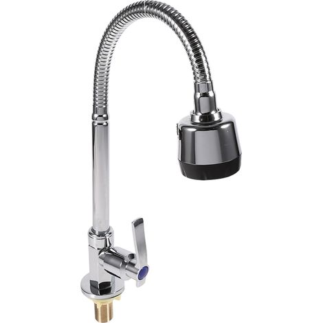 Hyuduo Robinet de Cuisine en Alliage de Zinc, Robinet D'eau Froide à Poignée Unique avec Bec Rotatif à 360 Degrés et Pulvérisateur Double Fonction, pour évier Simple et Double Cuve (1/5)
