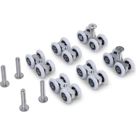 6 PCS Roulettes Porte de Douche, Roulettes pour Porte Coulissante, Roulement à Billes en Métal pour Rail de Porte Coulissante, Glissement Silencieux, Adapté Douche, Cuisine (1/5)