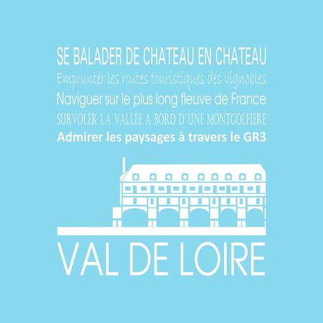 Tableau sur toile Val de Loire bleu clair 30x30 cm - Impression sur Toile Murale Décorative - Image imprimée en HD sur Toile - Toile sur Châssis en Bois FSC - Fabriqué en France (1/4)