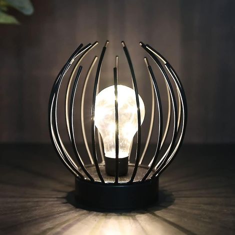 Lampe de table en métal sans fil à piles avec ampoule LED style Edison, idéale pour les mariages (1/5)