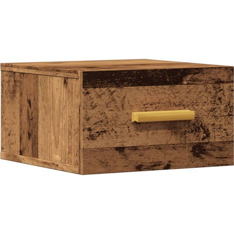 Comodino sospeso con cassetto 35 x 35 x 20 cm multistrato marrone invecchiato DEC034338