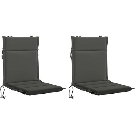 Lot de 2 coussins de chaise à dossier haut GEMERT - 110 × 50 × 3 cm - anthracite - 100 % polyester