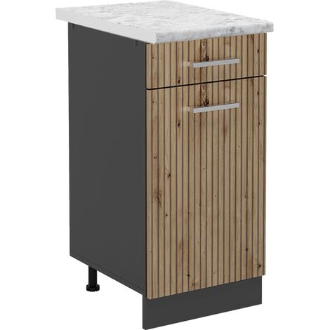 Mueble bajo de cocina R-Line, Roble artesanal, 40 cm , ET Mármol, Vicco