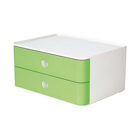 Schubladenbox ALLISON SMART-BOX 2 Schubladen DIN A5 ABS Kunststoff Gehäusefarbe: snow white Farbe der Schublade: lime green (1/3)
