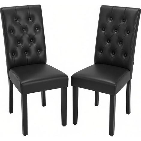 CHICFURN Sedia da pranzo nera 49 x 99 x 42 cm in similpelle e legno, set da 2 (1/5)