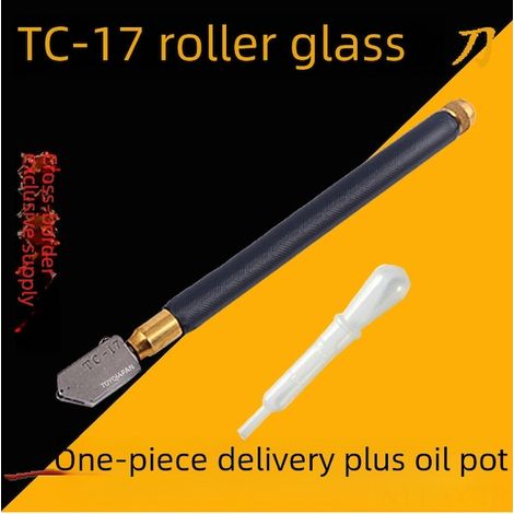 Couteau à verre japonais Toyo TC-17 Coupe-verre à rouleau Manche fer jaune Coupe nette Pour vitrier, miroitier et bricolage (1/5)
