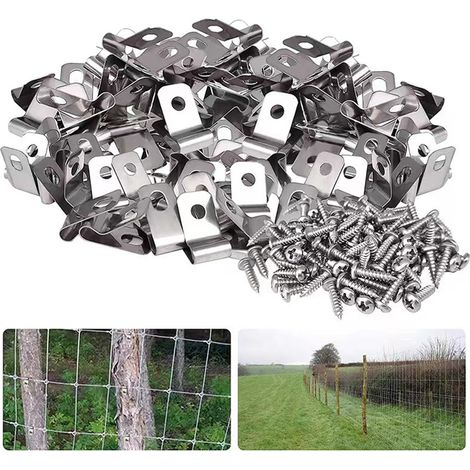 Collier de serrage en acier inoxydable pour fixation de fil de soudure sur clôture bois, métal ou bétail, pinces de tension pour grillage, lot de fixation robuste (1/5)