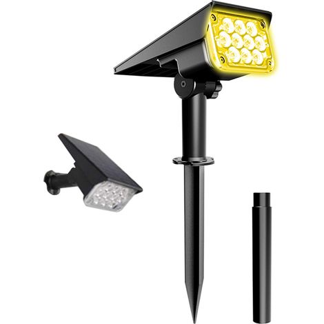 Aplique solar de pared con 20 LED, 2 niveles de brillo, IP65, batería de 2000 mAh (negro) (1/5)