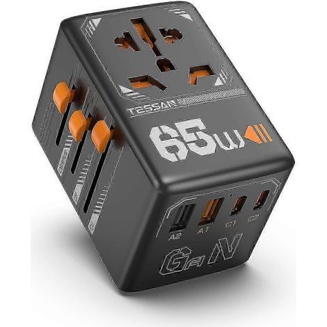 Adaptateur secteur universel pour voyages (USA/Europe) avec port USB à charge rapide 100 W (1/5)