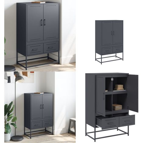 vidaXL Buffet haut anthracite 68x39x111,5 cm acier (1/5)