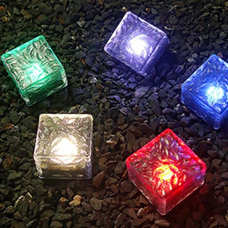 Brique de verre solaire LED ABS étanche, à enterrer dans le sol, lampe paysagère en brique de glace pour jardin et pelouse, lumière colorée (1/5)