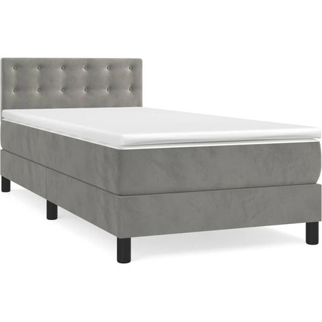 Maison Exclusive - Boxspringbett mit Matratze Hellgrau 100x200 cm (1/5)