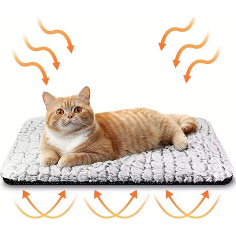 Panier Chat Coussin Auto-Chauffante,90X60cm Tapis Chauffant pour Chat, sans Électricité, Couvertures Auto-Chauffante, Housse Lavable,Blanc (1/5)