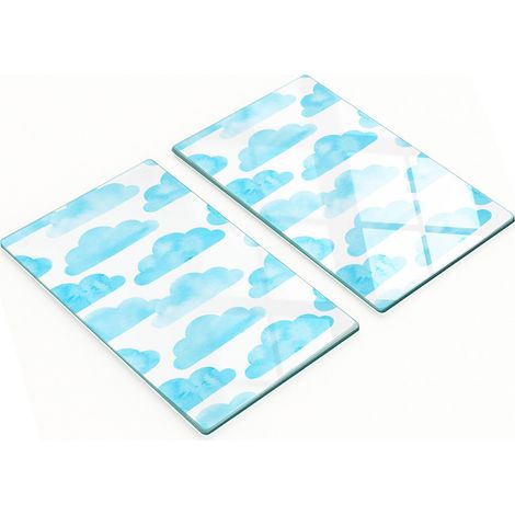 Tablas de cortar de cristal para cocina con motivos decorativos de nubes, 2 x 30 x 52 cm. (1/5)