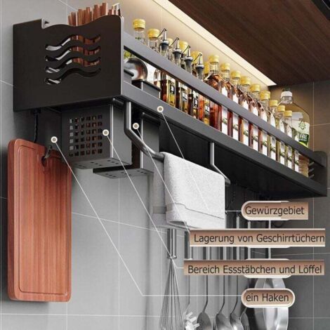 Wall-mounted spice rack 60cm black - Kitchen storage - Kitchen - Energy class A - Homeowners and cooks (1/4)