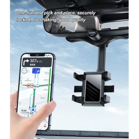 Support Telephone Voiture Retroviseur, 360°Rotatif Rétractable Support Smartphone Voiture, Support Portable Voiture pour A45 (1/4)