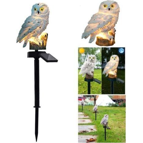 Lampes de jardin LED Lampe de jardin en forme de hibou Lampe d'extérieur étanche à économie d'énergie [Blanc] (1/5)