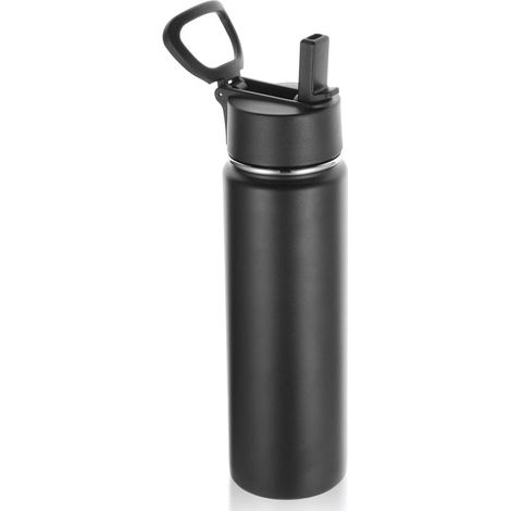 Botellas de agua isotérmicas de 660 ml con tapa de pajita，botella deportiva de acero inoxidable con asa (1/5)