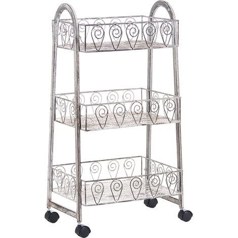 Scaffale da bagno in metallo con ruote 3 ripiani, bianco Yumbilla