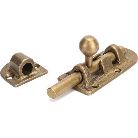 Türschloss aus gealtertem Messing, antiker Schiebefensterriegel, Türbeschlag aus Bronze (1/5)