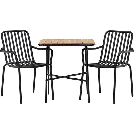 Holmbeck set de jardin table 88x70cm naturel, 2 chaises noires. (1/5)