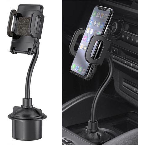 1 support universel pour smartphone, rotation 360°, bras télescopique, compatible 48–109 mm, fixation porte-gobelet ou sortie d'air (1/5)