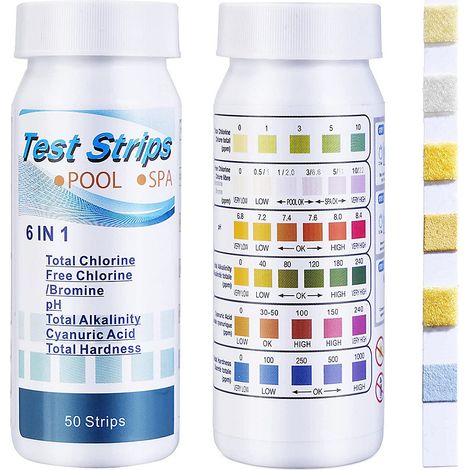 Bandelettes de Test 6 en 1 pour Aquarium, Aquarium, piscine, qualité de l&aposeau de Spa, 50 pièces, papier de mesure du chlore/PH (1/5)
