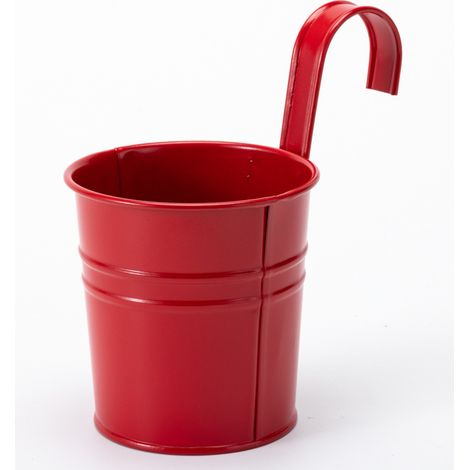 2 Pots De Fleurs En Métal Suspendus, Jardinière En Pot En Fer Avec Trou De Drainage, Parfaits Pour La Décoration Du Jardin(rouge) (1/5)