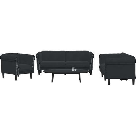 Ensemble de canapés 3 pcs noir velours (1/5)