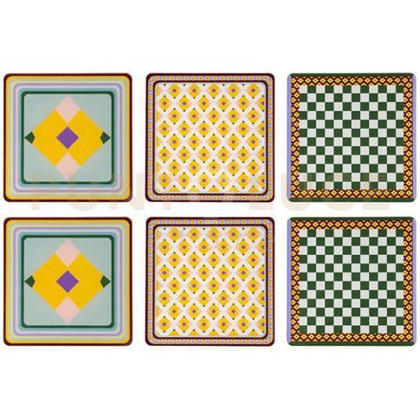 SET 6 PEZZI SOTTOBICCHIERE QUADRATO DISEGNO RAINBOW