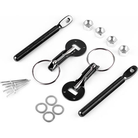 Sollbry Kit Universel de Verrouillage Goupilles de Capot de Sécurité de Capot pour Voiture de Sport de Course(Noir) (1/5)