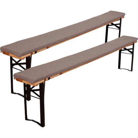 2 x Coussins pour bancs de Jardin, Coussins pour balançoire antidérapants, Tapis de Tabouret de Jardin en Coton et Lin, avec Boucle 220 x 25 x 3 cm (Café) (1/5)