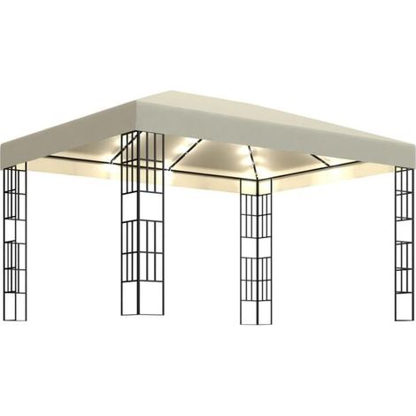 Un kiosque avec une guirlande lumineuse LED de 3 x 4 mètres, couleur crème (1/5)