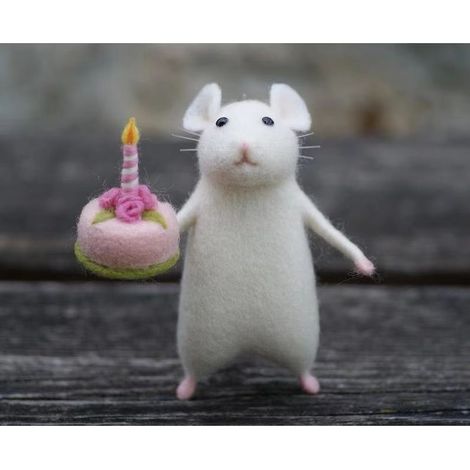 Souris d'Halloween à la Citrouille, Animal Feutré à l'Aiguille, Déco Fait Main en Laine, Figurine de Sorcière avec Balai, Cadeau de Noël Artisanal (1/4)