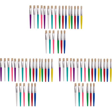 Pinceaux pour Enfants, Ensemble de 66 Pinceaux Ronds et Plats, Pinceaux Faciles à et à Nettoyer pour Tout-Petits, Pinceaux (1/5)