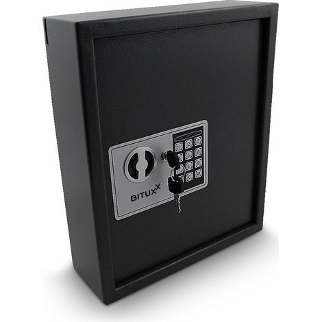 Bituxx Elektronischer Schlüsselsafe Safe Tresor Schlüsselkasten Schlüsseltresor Schlüssel Sicherheitssafe mit 48 Schlüsselhaken Schwarz (1/5)