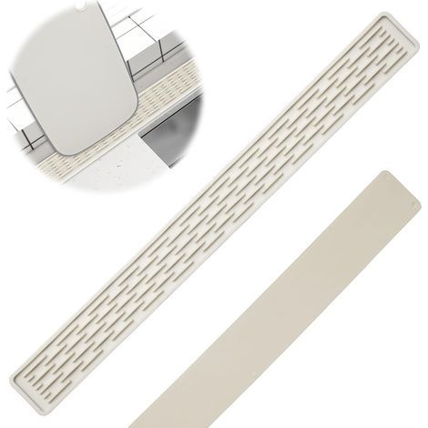 Silikon-Abtropfmatte: 70 x 5 x 0,5 cm, dünn, lang, schmal, für Geschirr, Tassen, Flaschen – Creme (1/5)