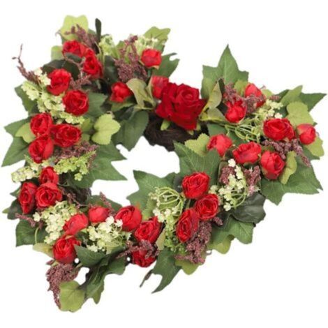 Couronne Cœur Roses Artificielles Rouge pour Décoration Murale Saint-Valentin et Mariage Guirlande Élégante pour Porte Fenêtre Intérieur et Extérieur Ornement Classique et (1/5)