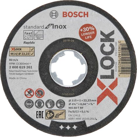 Disco de corte Standard for Inox X-LOCK (Ø 115)  BOSCH 2608619261 (1/4)