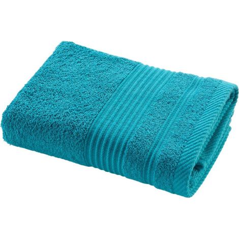 Serviette de Toilette "Tendresse" 50x90cm Bleu Paon (1/4)