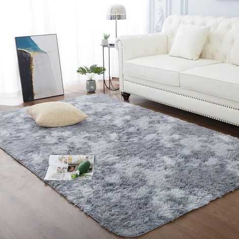 Tapis shaggy gris doux 200x290cm pour salon et chambre d'enfant (1/5)