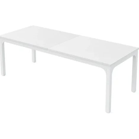 Tavolo da pranzo rettangolare bianco 200 x 70 x 75 cm per 6-8 persone, MDF e metallo (1/5)