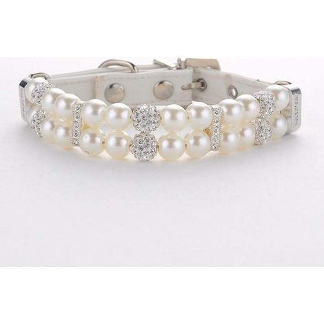 Collier pour chien, collier de perles, collier tendance en cuir PU avec perles pour chiens et chats, collier pour chien (taille S) (1/5)